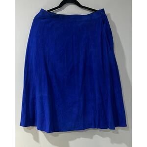 Vintage Carlisle Royal Blue 100% Suede Flare Skirt Women's Size 14